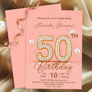 Invitation Perles chatoyantes et Accents d'or 50e anniversair