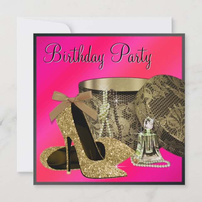 Invitation Perles Chaussures à talon haut Chaud Rose femmes A (Devant)