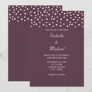Invitation Perles Chic et Calligraphie sur Mariage Violet Cas