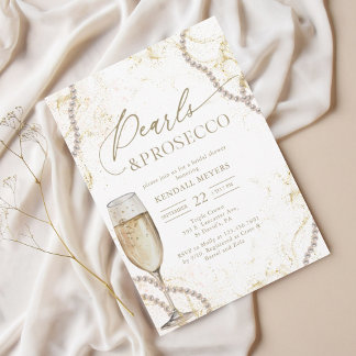 Invitation Perles de luxe et Fête des mariées Prosecco