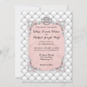 Invitation Perles & Diamants Mariage Rose Glamour Formel