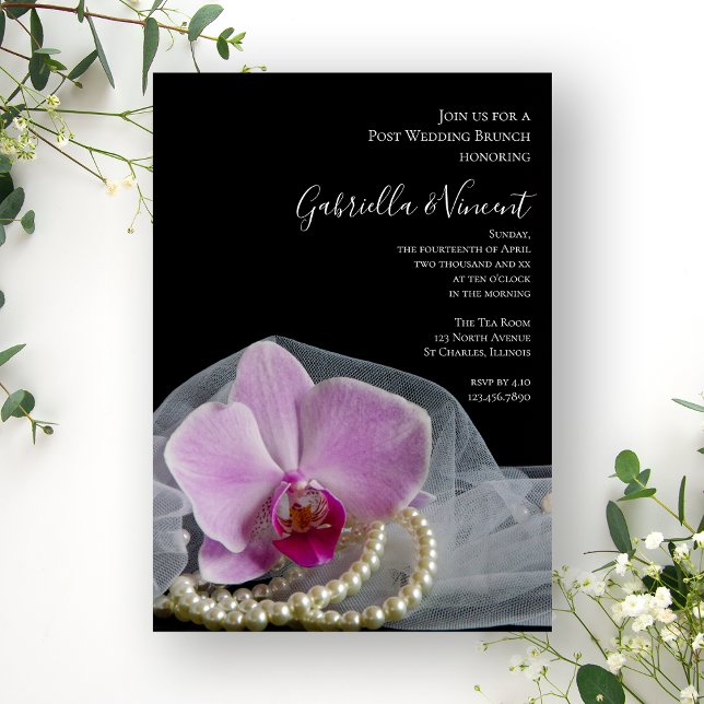 Invitation Perles d'Orchidée Rose sur brunch de mariage posté (Créateur téléchargé)