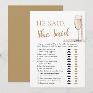 Invitation Perles Élégantes et Prosecco Il a dit, Elle a dit