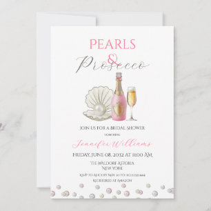 Invitation Perles et Fête des mariées rose Prosecco