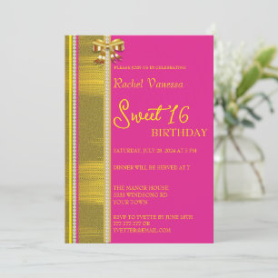 Invitation Perles et Gold Sweet 16