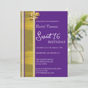 Invitation Perles et Gold Sweet 16