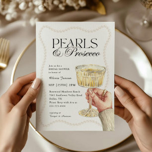 Invitation Perles et Prosecco Elegant Fête des mariées Brunch