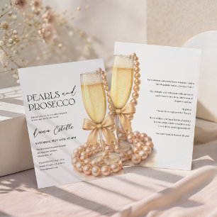 Invitation Perles et Prosecco Élégant Nœud Papillon Enterreme