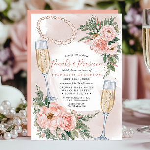 Invitation Perles et Prosecco Élégante Fête de Mariée