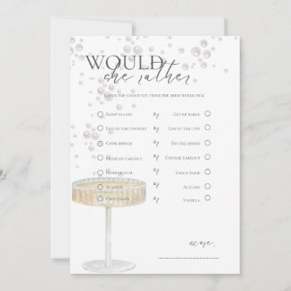 Invitation Perles et Prosecco Jeu de mariage 'Préférerait-ell