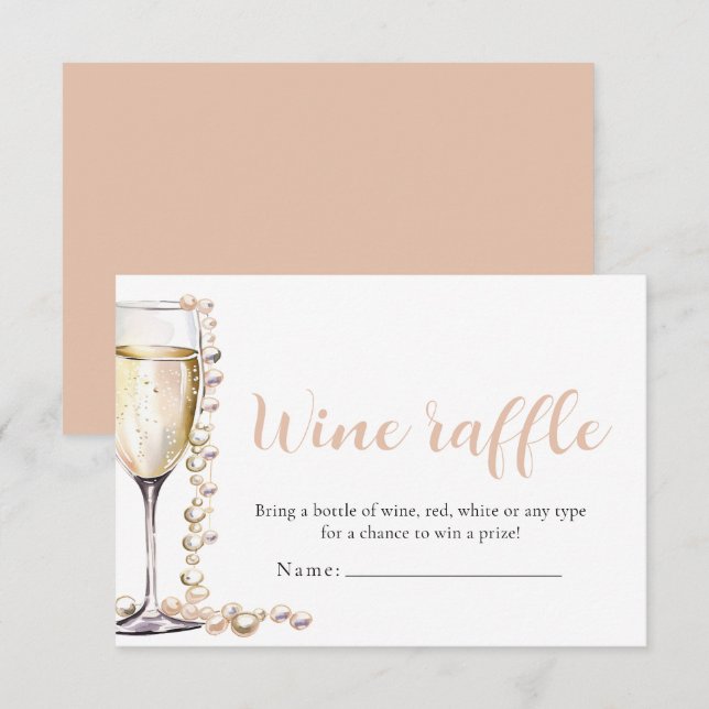 Invitation Perles et Prosecco Raffle Fête des mariées Jeu (Devant / Derrière)