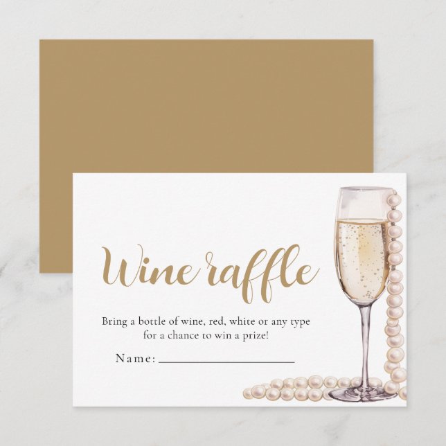 Invitation Perles et Prosecco Raffle Fête des mariées Jeu (Devant / Derrière)
