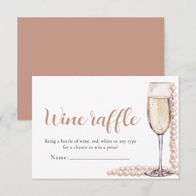 Invitation Perles et Prosecco Raffle Fête des mariées Jeu (Devant / Derrière)