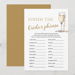 Invitation Perles et Prosecco terminent le jeu de phrases de