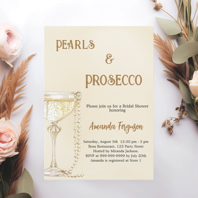 Invitation Perles Fête des mariées d'or de Prosecco (Créateur téléchargé)
