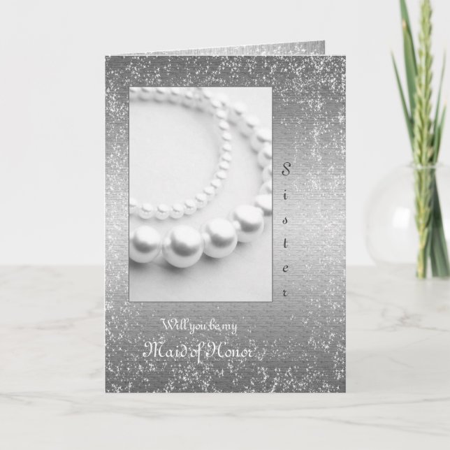 Invitation Perles mariages ou anniversaires Glitterie en arge (Devant)