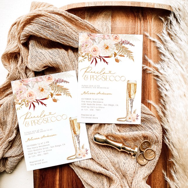 Invitation Perles photo et Fête des mariées florale de Prosec (Créateur téléchargé)