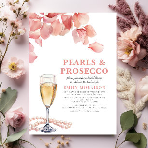 Invitation Perles & Prosecco Fête des mariées florale rose mo