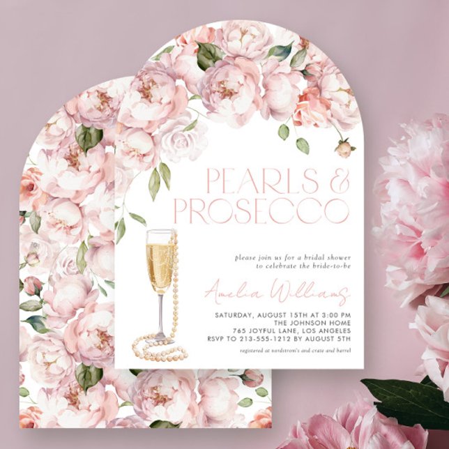 Invitation Perles & Prosecco Fête des mariées florale rose mo (Créateur téléchargé)