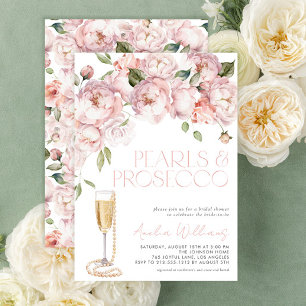Invitation Perles & Prosecco Fête des mariées florale rose mo