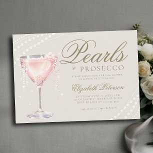 Invitation Perles Prosecco Pink Bubbly Ecru Fête des mariées
