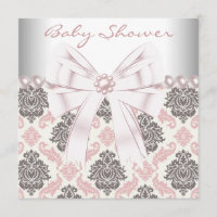 Perles roses damassé brun rose Baby Shower Fille