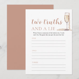 Invitation Perles roses et poursuites Deux vérités et un jeu 