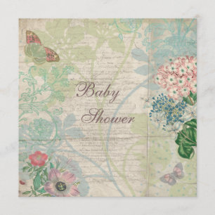 Invitation Perles vintages et baby shower chic minable de