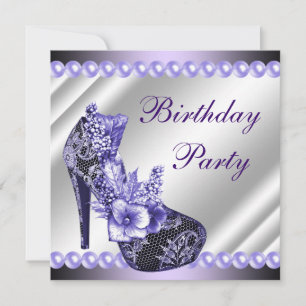 Invitation Perles violet talons hauts Chaussures fête d'anniv
