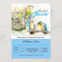 Perroquets tropicaux fleurs du pays aquarelle bleu