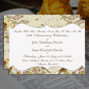 Invitation Perruche et bois de chien du 40e anniversaire