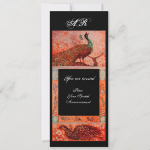 Invitation PERRUCHES AMOUR MARIAGE MONOGRAMME rouge noir oran
