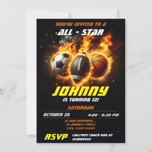 Invitation Personal All Star Sports Anniversaire Fête MVP