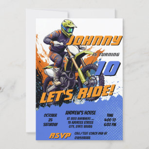 Invitation Personal Motocross Boy Motorbike fête d'anniversai