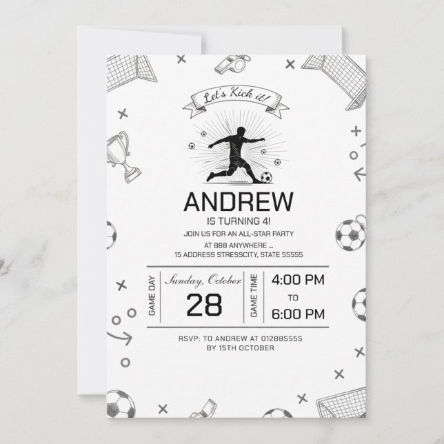 Invitation Personal soccer birthday party (Devant)