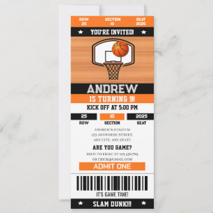 Invitation Personal Ultimate Basketball Anniversaire Passes d