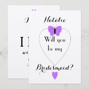 Invitation Personalisé violet serez-vous ma demoiselle d'honn