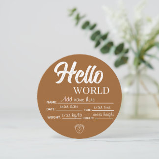 Invitation Personalize Custom Hello World Baby Sign Template