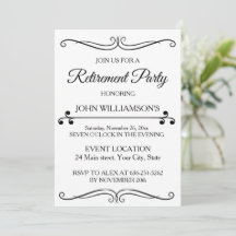 Personalized black elegant retirement party 