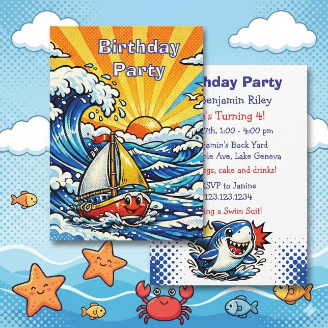 Invitation Personalized Boy's Nautical Birthday Party (Créateur téléchargé)