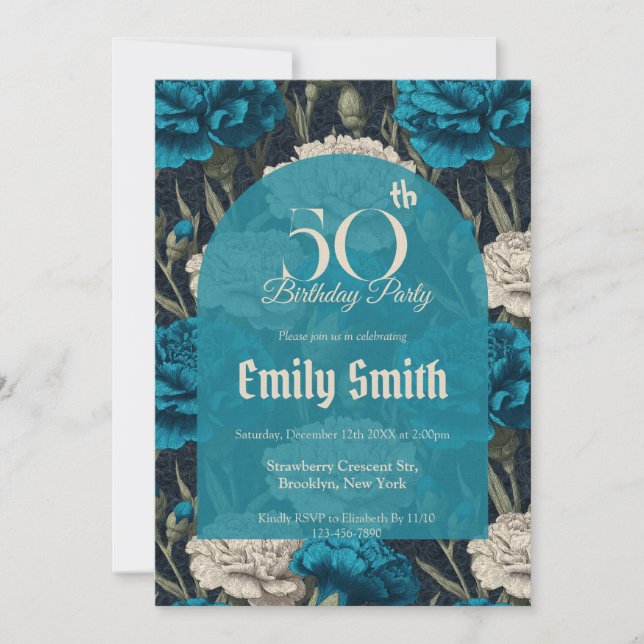 Invitation Personalized Carnation Inspired Happy Birthday (Devant)