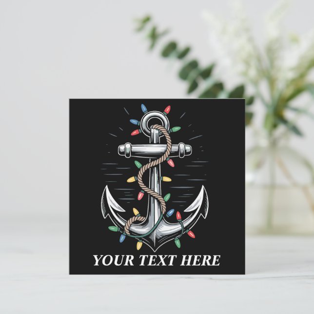 Invitation Personalized Christmas Lights Boating Sailing  (Debout devant)