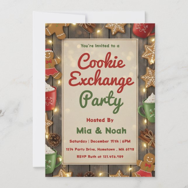 Invitation Personalized Cozy Christmas Cookie Exchange Party (Devant)