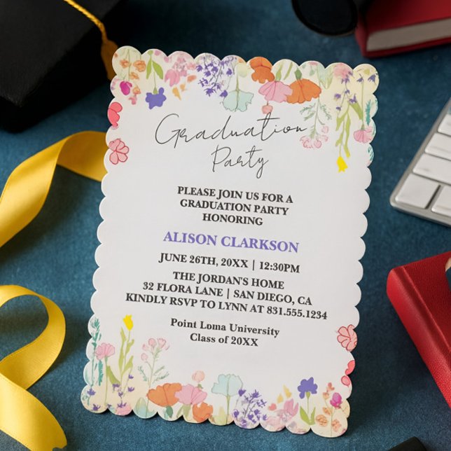 Invitation Personalized Elegant Wildflower Graduation Party I (Créateur téléchargé)