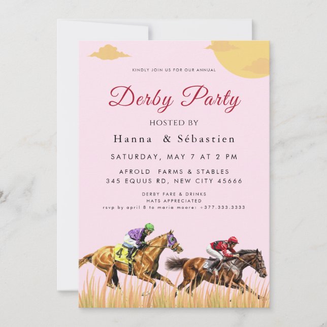 Invitation Personalized Equestrian Horse Racing Invite (Devant)
