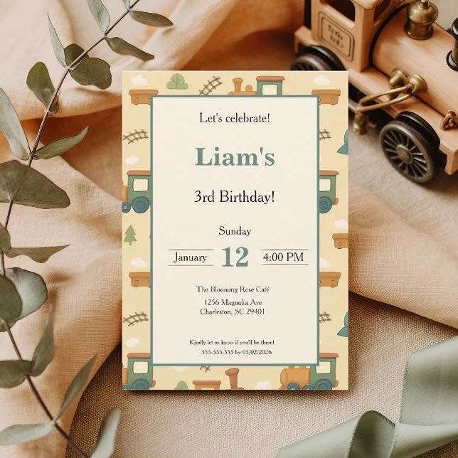 Invitation Personalized Kids Train Birthday Party (Créateur téléchargé)