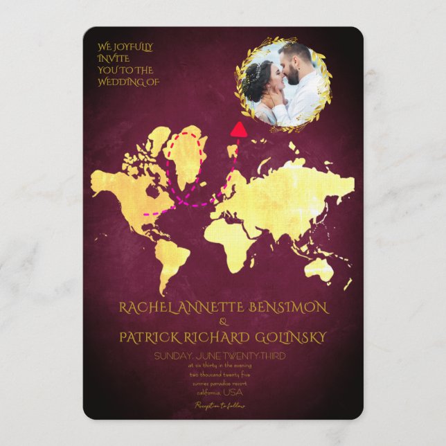 Invitation Personalized Map of Love Journey Wedding (Devant)