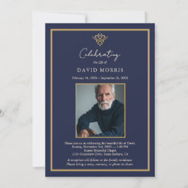 Invitation Personalized Old Money Navy Blue Funeral