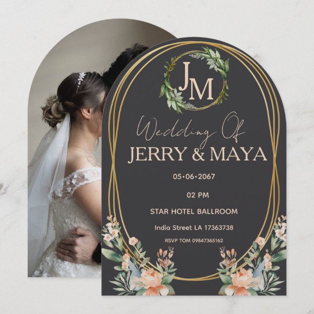 Invitation Personalized Romantic Couple Wedding  (Devant / Derrière)