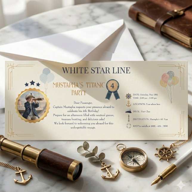 Invitation Personalized Titanic Boarding Pass Birthday (Créateur téléchargé)